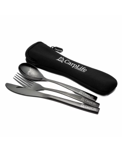 Carplife Black Etched Stainless Steel Cutlery Set
